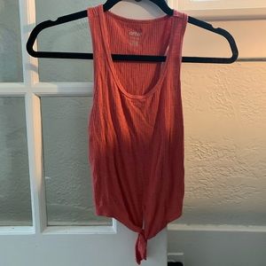 Aerie Orange Cropped Tank with Tie at Bottom